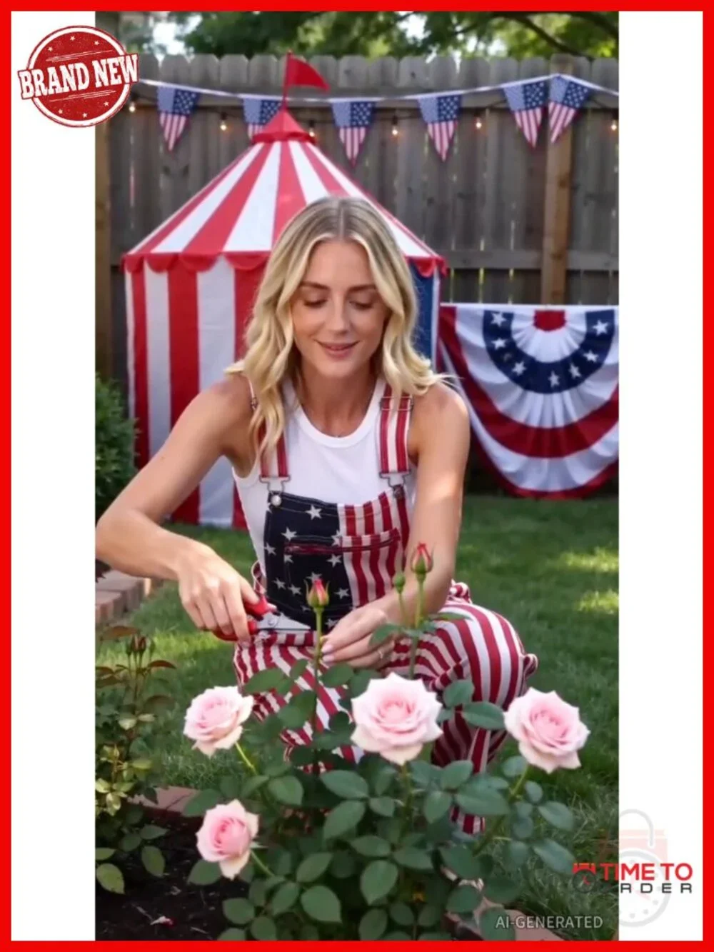 American Flag Overalls Jumpsuit Romper with Pockets Adjustable Straps